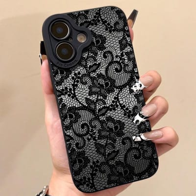 Gedetailleerd Kant Bloemenpatroon Telefoonhoesje Voor iPhone 17 16 15 14 13 12 11 Pro Max XS X XR 7 8 Plus 16E 17 Air Schokbestendige TPU Cover iPhone Air