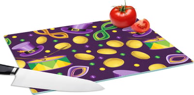 Glazen Snijplank - 39x28 - Carnaval - Feest - Paars - Patronen - Snijplanken Glas