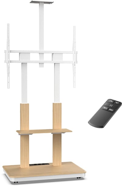 Duolite Verrijdbare Elektrische TV Standaard Wit/Beuken