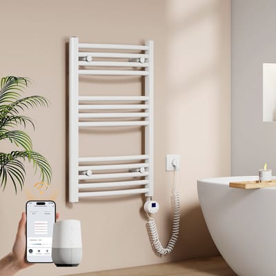 EMKE Elektrische Handdoekradiator - Slimme Bediening - APP Week Timer - 75x50cm - 300W - Glans Wit