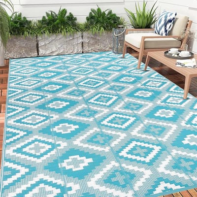 Omkeerbaar Buitentapijt 180 x 270 cm - Waterdichte Vloermat voor Tuin, Veranda, en Camping