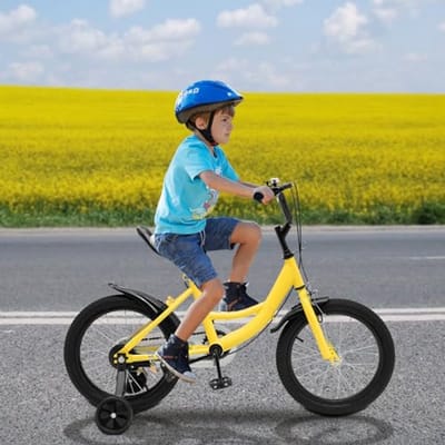 16 Inch Kinderfiets voor Jongens en Meisjes - Verstelbaar met Spatborden en Kettingafdekking - Ideaal voor Kinderen van 5 tot 8 Jaar