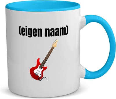 Akyol - rode elektrische gitaar met eigen naam koffiemok - theemok - blauw - Gitaar - muziek liefhebbers - gitaristen - gitaarliefhebbers - verjaardag - cadeau - kado - 350 ML inhoud