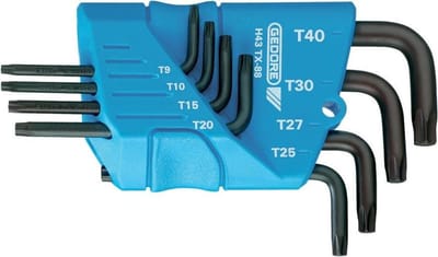 Gedore H 43 TX 8-delige Stiftsleutelset voor inwendige TORX schroeven - T9-T40