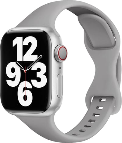By Qubix - Geschikt voor Apple Watch bandje - Siliconen sportbandje Slim Fit - Grijs - Geschikt voor Apple Watch 38mm / 40mm / 41mm / 42mm - siliconen sport bandje - smartwatchbandje