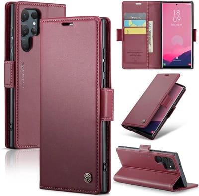 Hoesje geschikt voor Samsung Galaxy S25 Ultra - CASEME Litchi Texture Book Wallet Case - Rood