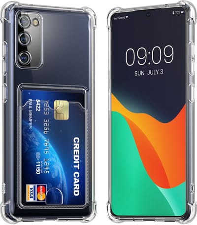 kwmobile Hoesje met kaarthouder voor Samsung Galaxy S20 FE - telefoonhoesje met kaartsleuf - Soft Case - beschermhoesje in transparant