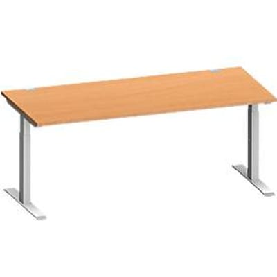 Schäfer Shop Genius bureau MODENA FLEX, rechthoekig, T-poot rechthoekige buis, B 1800 x D 800 x H 650-850 mm, beuken/wit alu