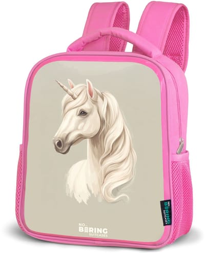NoBoringSuitcases.com® - Rugzak roze - Schooltas meisjes - Eenhoorn in neutrale kleuren - Kinder rugtas meisje - Boekentas kind - Kinderrugzak voor school - Schoolrugzak