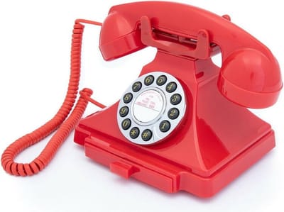 GPO 1929 Carrington retro klassieke telefoon in jaren ’20 design - met druktoetsen - notitieblok lade - rood