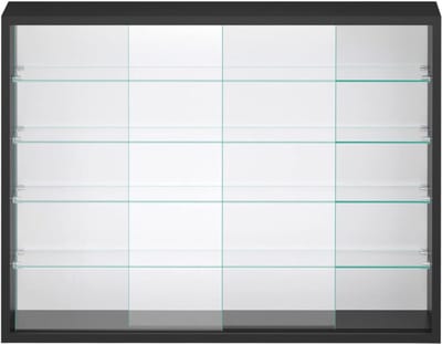DD® Vitrinekast Hangend - Glazen Vitrinekast - Wandvitrine - 75x55x14cm - Zwart