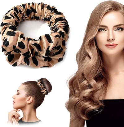 Krultangen - Zachte, hittevrije krultang - Lange, hittevrije, luie krultang - Medium en lange nachtkrultang - Zijden slaapscrunchies - Schadevrije stijl - Luipaardprint