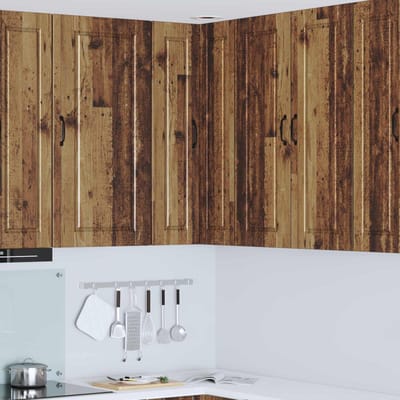 vidaXL - Wandhoekkast - PORTO - Oudhout - 57 - x - 57 - x - 100 - cm - Bewerkt - hout