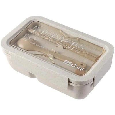 850ml Lunchbox Draagbaar Kantoorwerkers Magnetron Lunchbox Tarwe Servies Lunchbox Student Grote Capaciteit Two squares&850ml&One layer gray