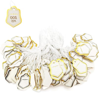 Sieraden prijskaartjes 500 stuks met koord en elastische string voor kleding display