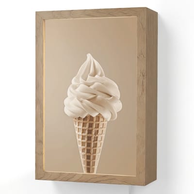 Wandlamp 20x30 cm - Oplaadbaar - IJs - Softijs - Romig - Hoorntje - Beige - Wandlampen binnen woonkamer - Slaapkamer lamp met kabel - Decoratieve nachtlamp - Vloerlamp snoer