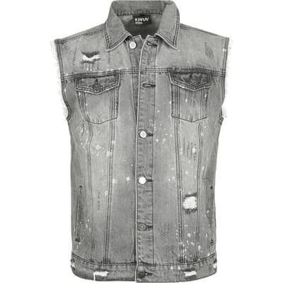 Forplay Bodywarmer - Destroyed Washed Denim Vest - S tot XXL - voor Mannen - grijs