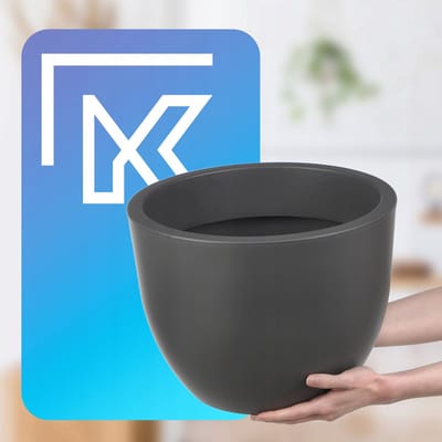 KADAX Bloempot, ronde sierpot van kunststof, voor binnen en buiten, plantenbak in 3 kleuren, pot voor tuin, balkon, grijs 35 cm