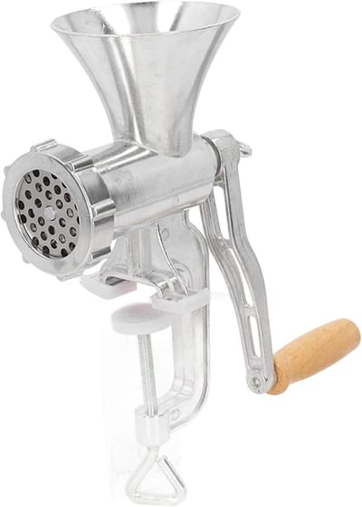 Handmatige Vleesmolen - Keukenmolen Worstmaker - Zelf Gehakt Maken - Aluminiumlegering Constructie - Max 5cm Klemdikte - Zilverkleurig