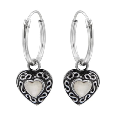 WeLoveSilver - oorringen met hanger - 925 zilver - hart met maansteen