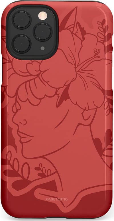 Casetastic hoesje geschikt voor Apple iPhone 11 Pro - Dubbellaagse bescherming - Bloemenfluistering - Fashion Case - Koraal Terracotta