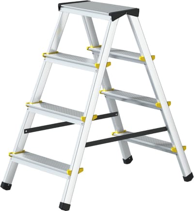 Panthera huishoudtrap - keukentrap dubbel 2x4 treden - Aluminium - Max werkhoogte: 2.41 meter - voor Particulier en professioneel gebruik