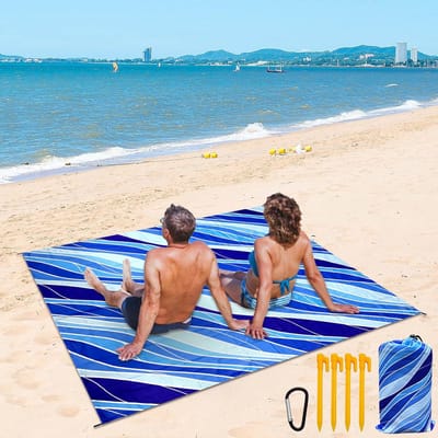 Stranddeken 210 x 200 cm - Opvouwbaar - Zandvrij en waterdicht - Perfect voor strand en picknick - ShopVlot