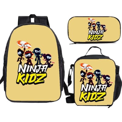 NINJA KIDZ 3-delige Set Kinder Schoolrugzak met Schoudertas Etui Schooltassen voor Jongens Meisjes Beste Cadeau gray
