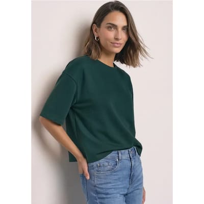 Sweatshirt met korte mouwen en ronde hals