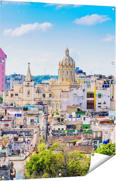 Gards Tuinposter Havana Stad in Cuba - 90x120 cm - Tuindoek - Tuindecoratie - Wanddecoratie buiten - Tuinschilderij