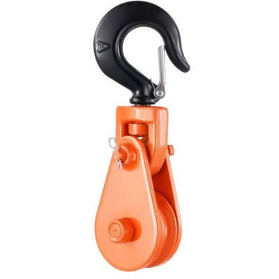 VEVOR 2T katrol met draaibare haak, boslier, 3/8 inch staalkabel, zware kabelpoelie, katrolblok voor sleep- en bergingswerkzaamheden op sleepwagens, autotransportlieren
