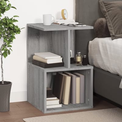 vidaXL - Nachtkastje - 35x35x55 - cm - bewerkt - hout - grijs - sonoma - eikenkleurig