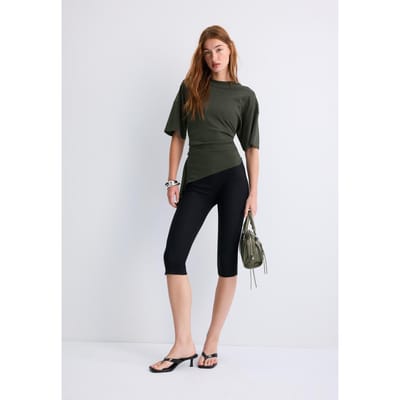 Stradivarius Asymmetrisch T-shirt met korte mouw  Kaki XS