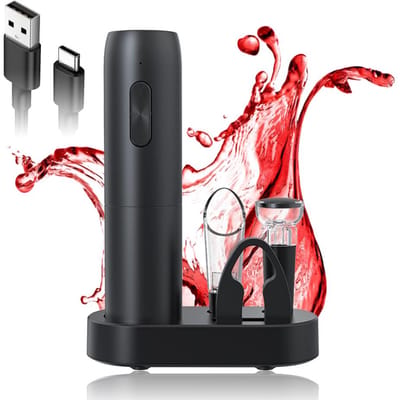 Ouvre-bouteille de vin électrique automatique, Rechargeable de type C, avec verseur/ KP1125 noir