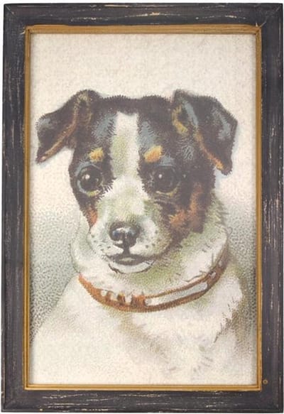 Lijstje hout zwart Jack Russell, 34x23,5cm