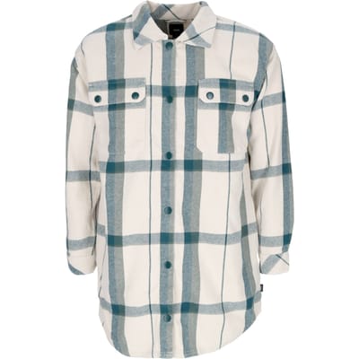 Hal Plaid Shacket wit damesshirt met lange mouwen