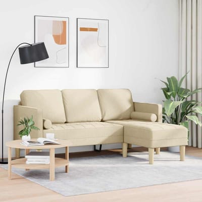vidaXL - Bankstel - met - kussen - Crème - Polyester