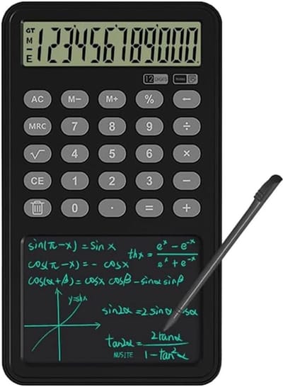 Rekenmachine met Schrijftablet - Bureau Rekenmachine - Dagelijks Gebruik - Geïntegreerd Schrijfvlak - 10 x 15 cm - Zwart
