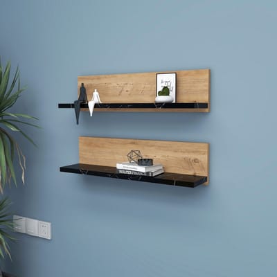 Asir - Wandplank - Atlantische den en Zwart - 60 x 13 x 15 cm
