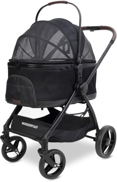 WonderFold P3 Hondenbuggy - Met Opbergmand - Inklapbaar - Zwart (Draagvermogen tot 22kg)