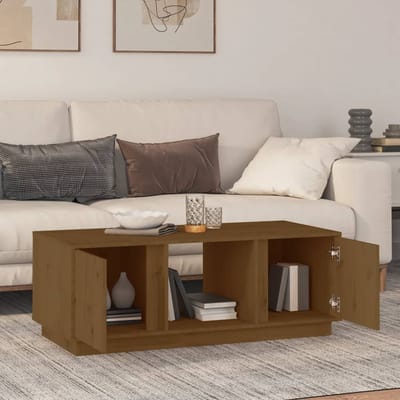 vidaXL - Salontafel - 110x50x40 - cm - massief - grenenhout - honingbruin