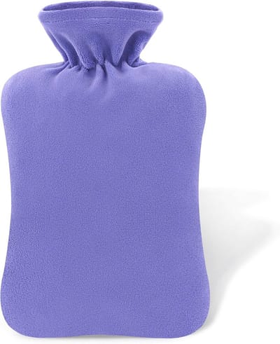 Warmwaterkruik 2L - Rubberen Zak voor Pijnverlichting, Menstruatiekrampen, Hand- en Voetwarmer met Zachte Fleece Hoes - Paarse Warmwaterzak