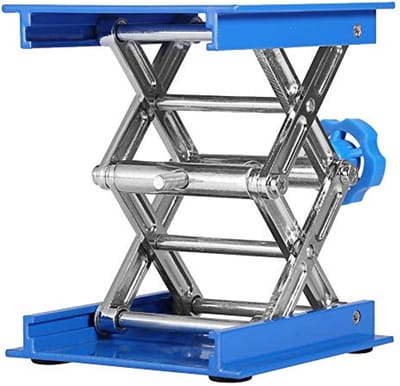 Lifting platform - 100 x 100 mm - aluminium - robust - laboratory stand - adjustable height - 45-158 mm - scissor lift