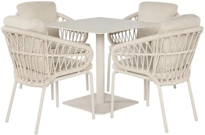 Suns Tosca Nova dining tuinset 80x80xH76,5 cm 5 delig camel sand latte