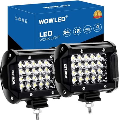 Set van 2 Offroad LED Werklampen 4 Inch 4 Rijen Spot Beam 7200LM voor 12V/24V Voertuigen