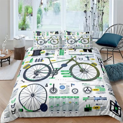 Ensemble de literie imprimé Vélo Cyclisme Taille King Housse de couette avec taies d'oreiller Design Vélo Sportif Pour Chambre d'Adolescent Adulte Décoration AU Single(140x210cm)