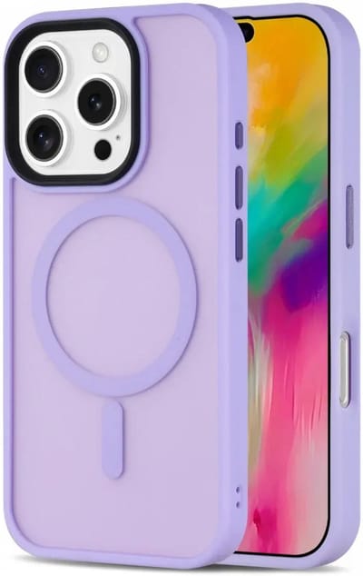 Hoesje Geschikt voor iPhone 16 Pro Max - Compatibel met MagSafe - Matte Beschermhoes - Back Cover met Magneet - Lila