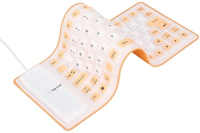 Dailygoods - Waterdicht Toetsenbord - Opvouwbaar - Flexibel en Draagbaar - Oranje - USB Toetsenbord - Geschikt voor Pc-laptops - Mini Formaat