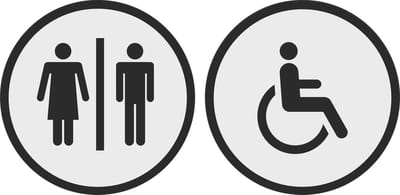 12,5 cm Rond 2 bordjes man/vrouw invalide toilet Wit - Zwart 2 | toilet bordjes - WC bordjes | 125 mm rond 3 mm dik | Wit Zwart | Bio plastic