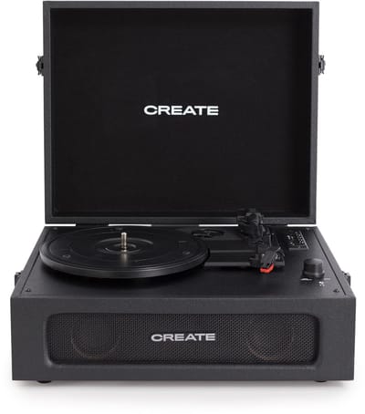 CREATE - Platenspeler Retro - Bluetooth, USB, SD, MicroSD en Mp3-recorder/speler - Zwart - RECORD PLAYER RETRO